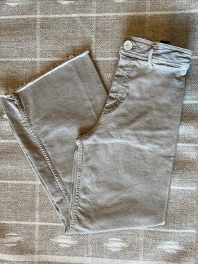 Zara Cropped Slim Straight Jeans in Light Taupe